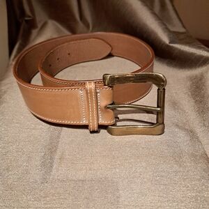 Mulberry Tan Leather Belt with Gold Buckle